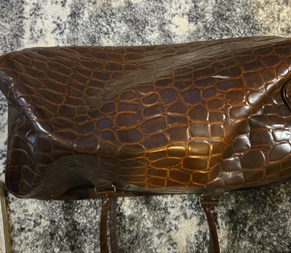 Ralph Lauren Brown Crocodile-Embossed Tote - Picture 2 of 5